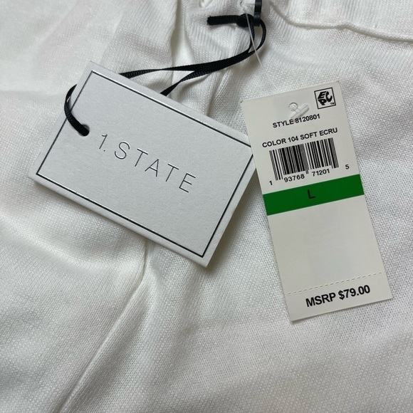 NWT 1. STATE REVOLVE White Drawstring Knit Jogger Pants - Size Large - Picture 10 of 11